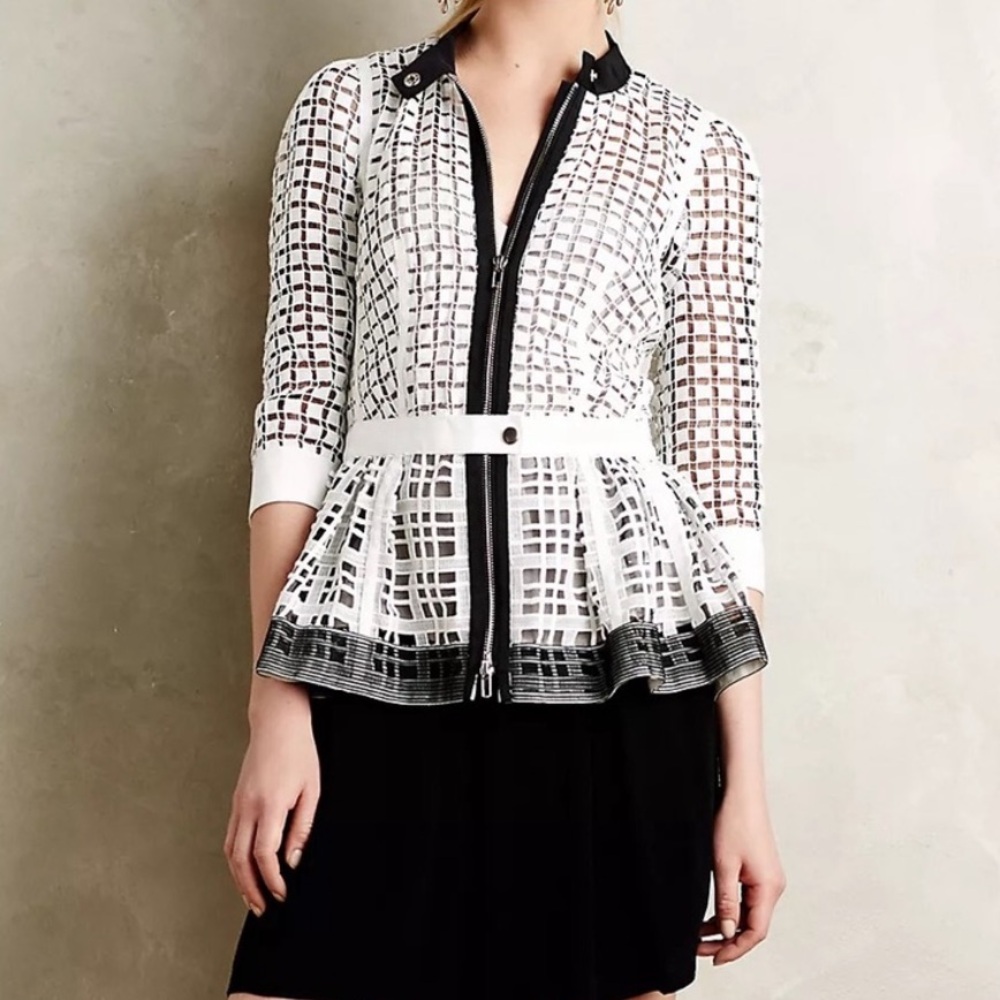 Anthropologie Beguile by Byron Lars Laced Peplum Jacket size 8 - Picture 4 of 10